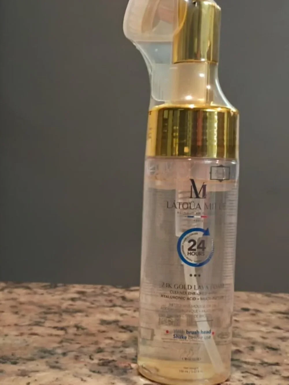 LATOUA MILLE 24K GOLD LAVA FOAM CLEANER-BRUSH HEAD-HYALURONIC ACID-MULTI-PEPTIDE